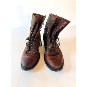 Vintage USA Made Leather Work Boots Aero Glide Soles Brown Men's 8.5D?